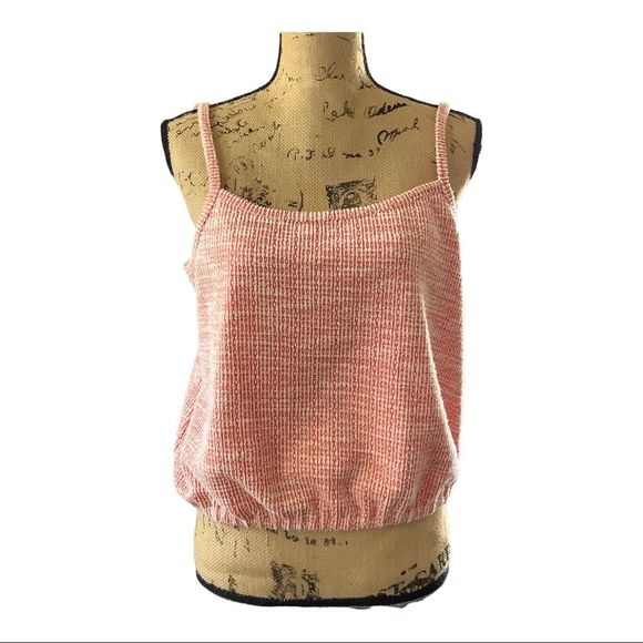 LOFT Tops - LOFT Ikat Boucle Bubble Cami Sweater Tank Top Orange/White Medium